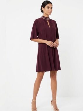 Michael Kors Burgundy Dress with Gold Details
